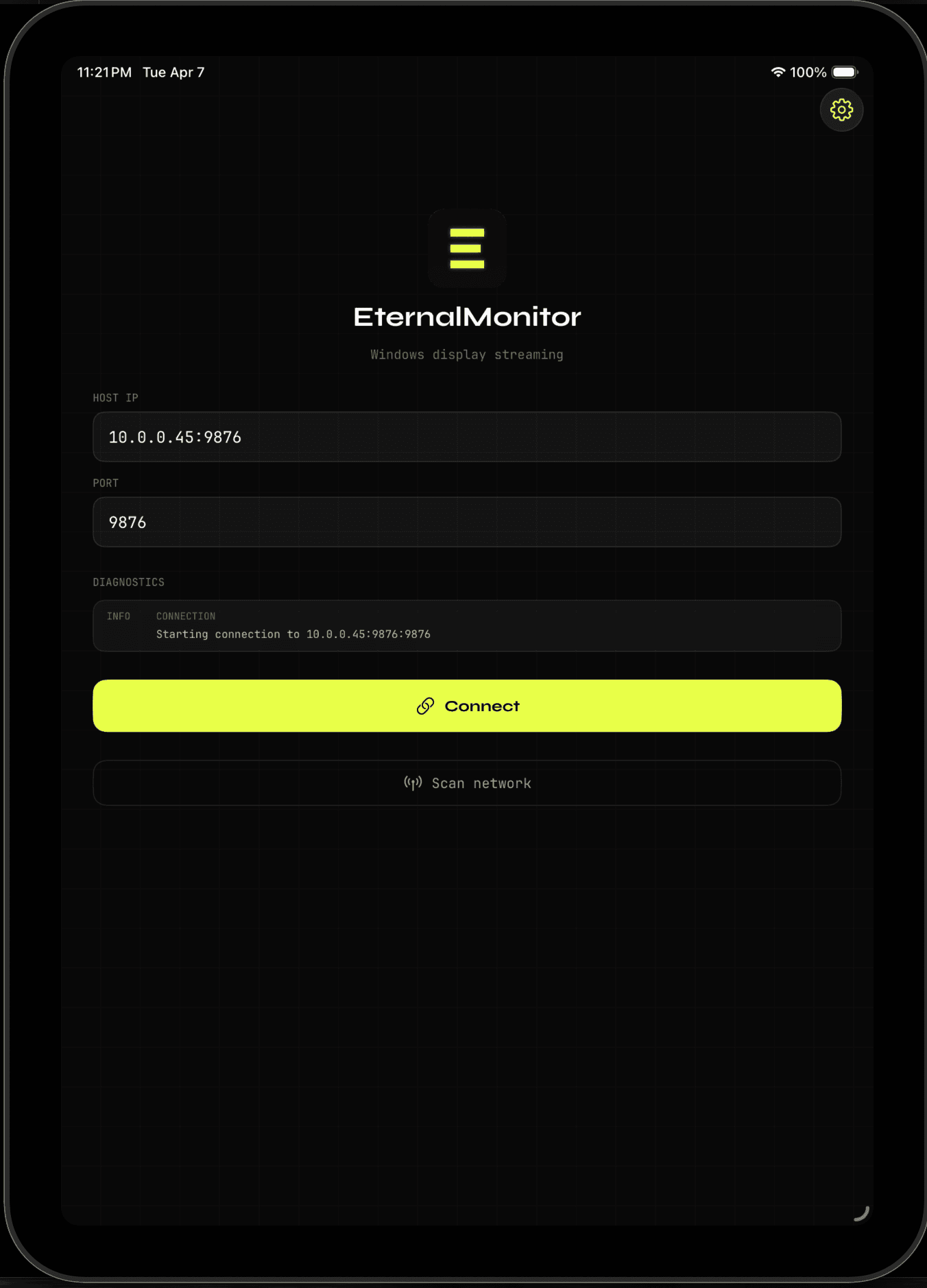 EternalMonitor on iPad