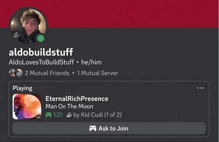 Discord Rich Presence view