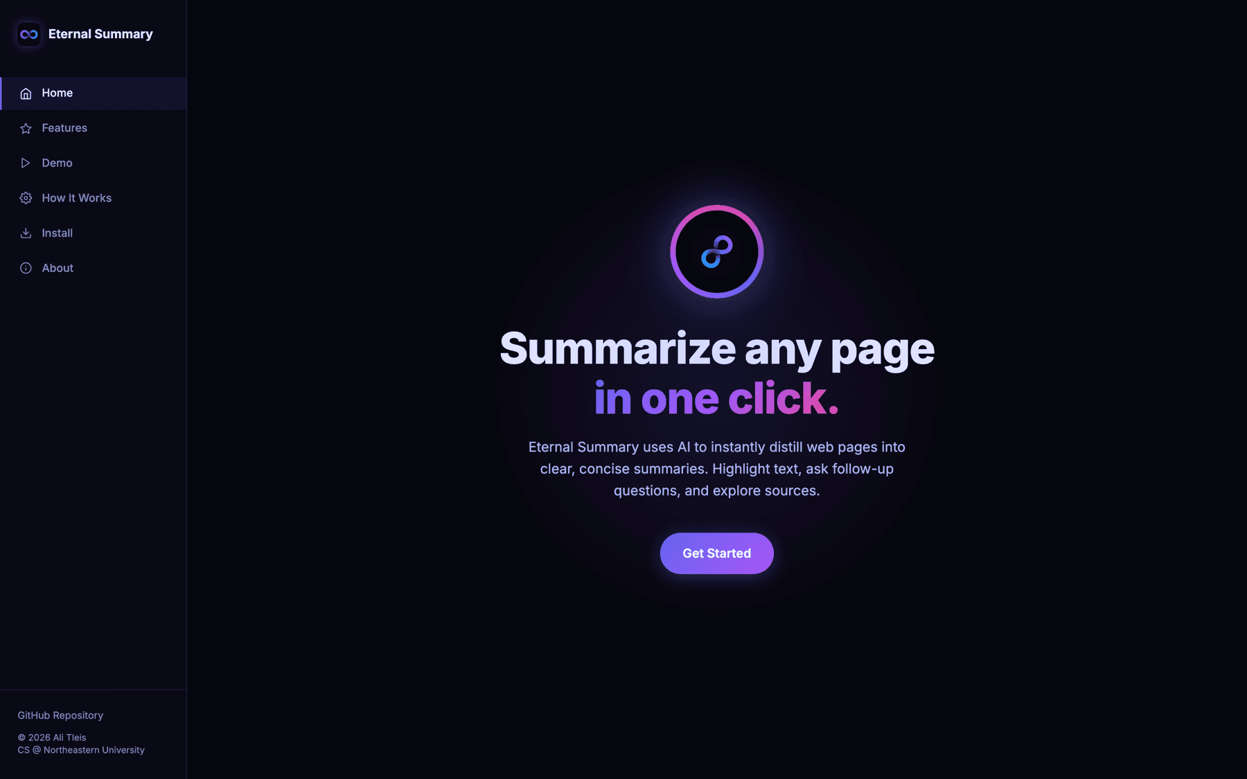 Eternal Summary home page